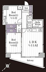 セザール平和台ガーデン 2LDKの間取図画像