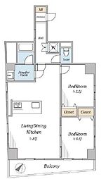 ニューハイツ大和 2LDKの間取図画像