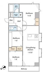 ライオンズマンション池袋第3 3LDKの間取図画像