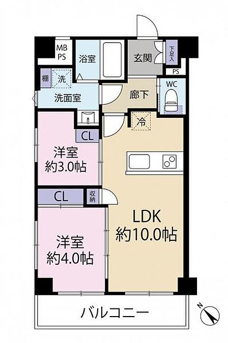 令和8年7月10日リノベーション工事完成、すっきりとした間取りの2LDK