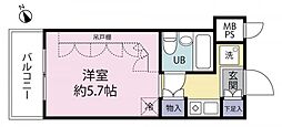 セザール立川B館 ワンルームの間取図画像