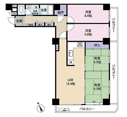 間取り フジタ八王子マンション 6階/-