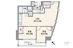 クリスタルコート塚口 2LDKの間取図画像