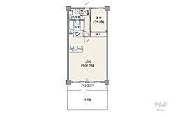 パレス南塚口2号棟 1LDKの間取図画像