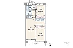 パレ東塚口1 2LDKの間取図画像