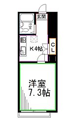 JR中央本線 荻窪駅 徒歩8分の賃貸マンション 2階1DKの間取り