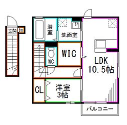 JR中央本線 西荻窪駅 徒歩15分の賃貸アパート 2階1LDKの間取り