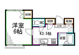 ドエルK.M 1Kの間取図画像