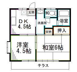 下井草ハイツ 2Kの間取図画像