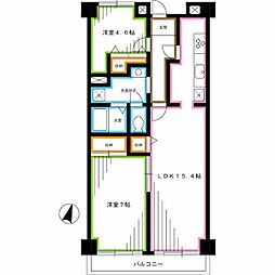 カリフール今川3号棟 2LDKの間取図画像