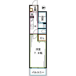 キューベックスワイズ 1Kの間取図画像