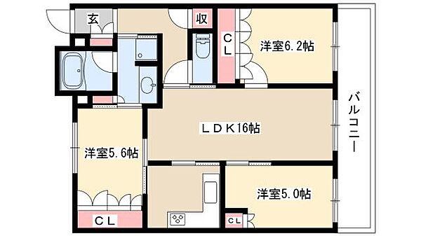 プラウド本郷 ｜愛知県名古屋市名東区社が丘1丁目(賃貸マンション3SLDK・9階・72.88㎡)の写真 その2