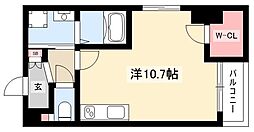 REXII茶屋が坂 2階ワンルームの間取り