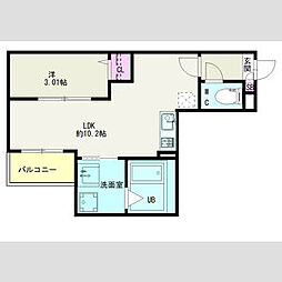 Jack daikoII 3階1LDKの間取り