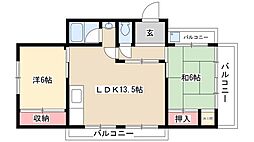 コーポ本山 2階2LDKの間取り
