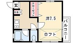 グランディア池下 2階1Kの間取り