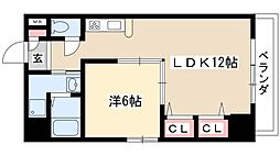 AHビル 7階1LDKの間取り