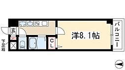 ルラシオン阿由知通 6階1Kの間取り