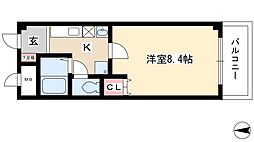 レジデンス赤坂 2階1Kの間取り