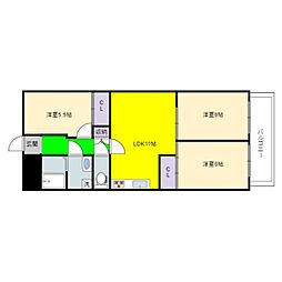 プレザント白金 3LDKの間取図画像