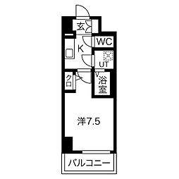 エスリード今池アヴェール 1Kの間取図画像