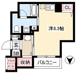 パークアクシス新栄 ワンルームの間取図画像