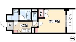 アマーレ葵 1Kの間取図画像