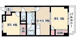 寺嶋ハイツ 2DKの間取図画像