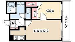 向陽町レジデンス 1LDKの間取図画像