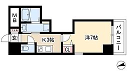 PONTEALTO新栄 1Kの間取図画像