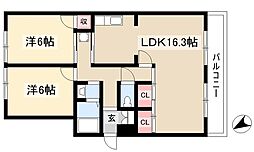 牧の原中央マンション 2LDKの間取図画像