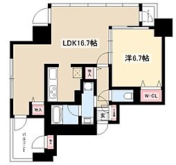 プレミアムコート葵 1LDKの間取図画像