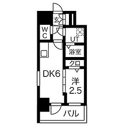 エスリード池下レスティア 1DKの間取図画像