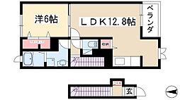 カーサ・プリマヴェーラ 1LDKの間取図画像