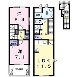 グリシーヌ1番館 2LDKの間取図画像