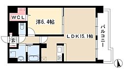 リバーコート砂田橋 1LDKの間取図画像