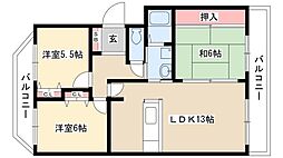 クレスト壱番館 3LDKの間取図画像