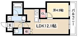 オープンレジデンシア池下THEONE 1LDKの間取図画像