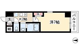アセーラ新栄 1Kの間取図画像