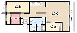グレイス茶屋ヶ坂駅前 2LDKの間取図画像