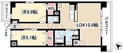 デュオユウチ 2LDKの間取図画像