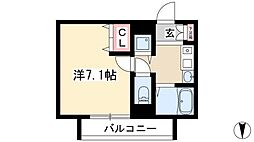 プレサンス覚王山D-Style2 1Kの間取図画像