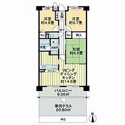 バンベール千種竹越 3LDKの間取図画像