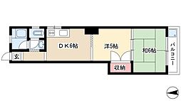 小松ハウス 1LDKの間取図画像
