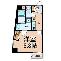 スカイコート葵 1Kの間取図画像