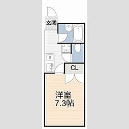 LAPIAS吹上 1Kの間取図画像