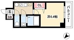アステリ鶴舞テーセラ 1Kの間取図画像