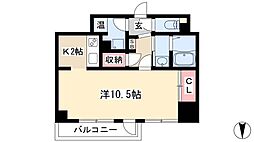 セントレイクセレブ徳川 1Kの間取図画像