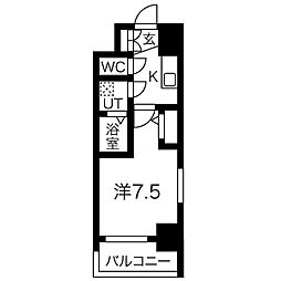 エスリード池下レスティア 1Kの間取図画像