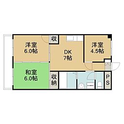 臼井ハイツ 3DKの間取図画像